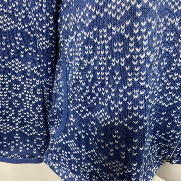 Stan Herman Size Medium Jacket Fleece Full Zip Front Blue White Print Pockets - Picture 7 of 10